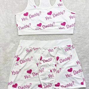 D367 White Yes Daddy Racerback Men Boxer Design Bottom